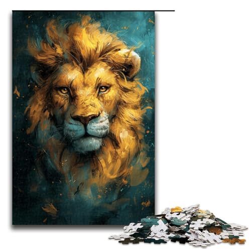 Puzzle für Erwachsene und Jugendliche, 1000 Teile, süßer Kleiner gelber Löwe, Puzzle für Erwachsene, lustige Holzpuzzlespiele (Größe 50 x 75 cm) von LLONGKT