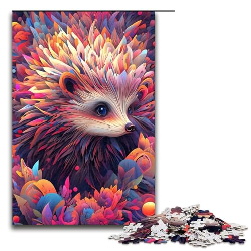 Puzzle für Erwachsene und Teenager, 1000 Teile, Igel-Puzzle für Erwachsene, Holzpuzzle, dekomprimierendes intellektuelles Lernspielzeug (Größe 50 x 75 cm) von LLONGKT