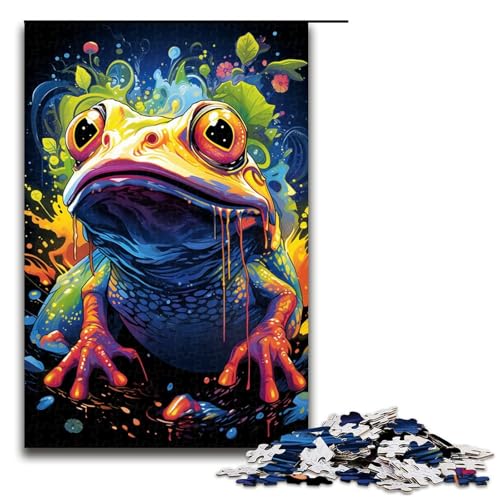 Puzzle für Erwachsene und Teenager, 1000 Teile, Malen, Farbe, Frosch, Puzzle für Erwachsene, Holzpuzzle, dekomprimierendes intellektuelles Lernspielzeug (Größe 50 x 75 cm) von LLONGKT