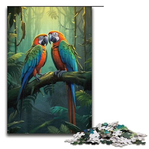 Puzzle für Erwachsene und Teenager, 1000 Teile, Papagei im Dschungel, Puzzle für Erwachsene, Papppuzzle, dekomprimierendes, intellektuelles Lernspielzeug (Größe 38 x 26 cm) von LLONGKT