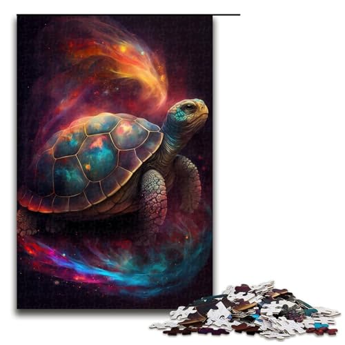 Puzzle mit 1000 Teilen, Weltraumschildkröte, für Erwachsene, anspruchsvolles, schwieriges Puzzle, perfekte Dekoration, Größe 50 x 75 cm von LLONGKT