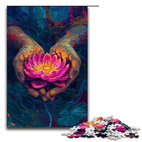 Puzzle mit 1000 Teilen für Erwachsene, „Buddha hält Blume“, Quizspiel, anspruchsvoll zu vervollständigen, Aber unterhaltsam und humorvoll, Größe 50 x 75 cm von LLONGKT