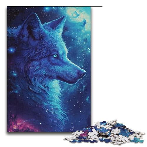 Puzzle mit 1000 Teilen für Erwachsene, „Der Blaue Wolf“, Lernspiele, Geschenkideen für Teenager ab 14 Jahren (Größe 38 x 26 cm) von LLONGKT