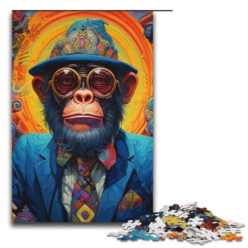 Puzzle mit 1000 Teilen für Erwachsene, AFFE im Anzug, Quizspiel zum Stressabbau, schwierige Herausforderung, Größe 38 x 26 cm Puzzle mit 1000 Teilen für Erwachsene, AFFE im Anzug, Quizspiel zum Stressabbau, schwierige Herausforderung, Größe 38 x 26 cm von LLONGKT