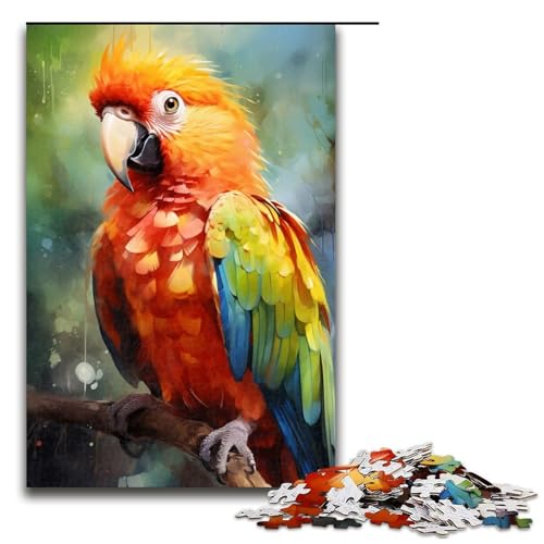 Puzzle mit 1000 Teilen für Erwachsene, Aquarell-Papagei-Puzzle, Denksportspiel, herausfordernd, Aber unterhaltsam und humorvoll, Größe 50 x 75 cm von LLONGKT