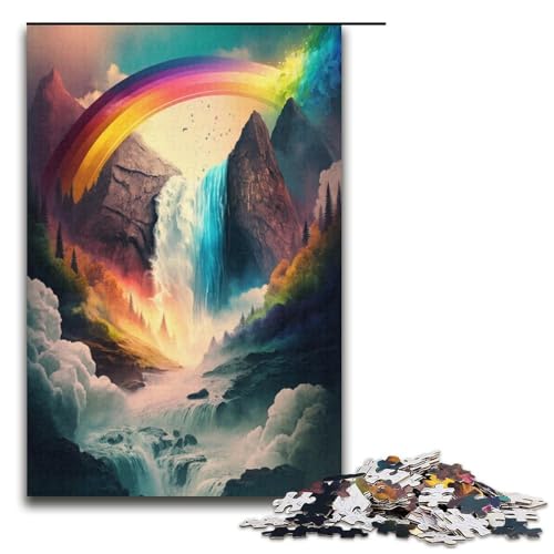 Puzzle mit 1000 Teilen für Erwachsene, Berg-Wasserfall-Landschaftspuzzle, pädagogisches Stressabbau-Spielzeugpuzzle, (Größe 38 x 26 cm) von LLONGKT