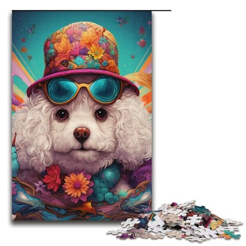 Puzzle mit 1000 Teilen für Erwachsene, Bichon Frise-Quizspiel, anspruchsvoll zu vervollständigen, Aber lustig und humorvoll, Größe 38 x 26 cm von LLONGKT