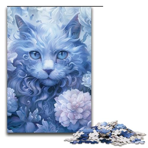 Puzzle mit 1000 Teilen für Erwachsene, Blauäugige Katze, Lernspiele, Geschenkideen für Teenager ab 14 Jahren (Größe 50 x 75 cm) von LLONGKT