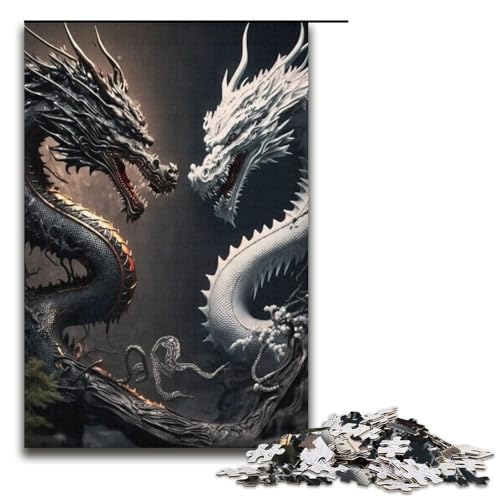 Puzzle mit 1000 Teilen für Erwachsene, Brave Dragon, Spielzeug zum Stressabbau (Größe 38 x 26 cm) von LLONGKT