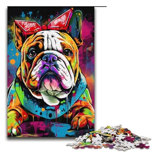 Puzzle mit 1000 Teilen für Erwachsene, Bulldoggen-Quizspiel, Stressabbau, schwierige Herausforderung, Größe 38 x 26 cm Puzzle mit 1000 Teilen für Erwachsene, Bulldoggen-Quizspiel, Stressabbau, schwierige Herausforderung, Größe 38 x 26 cm von LLONGKT