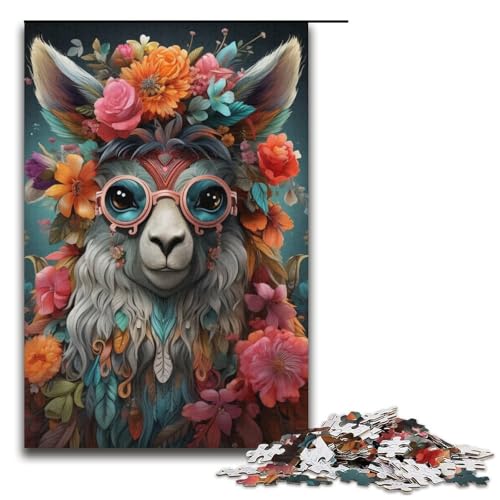 Puzzle mit 1000 Teilen für Erwachsene, Bunte Alpakas, lustige Spiele, herausfordernd zu vervollständigen, Aber lustig und humorvoll, Größe 38 x 26 cm von LLONGKT