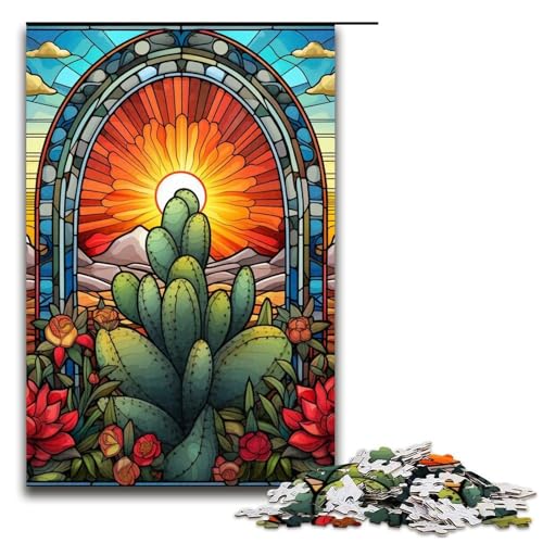 Puzzle mit 1000 Teilen für Erwachsene, Buntglas-Wüste, Denkspiel, Stressabbau, Staycation, Zeit totschlagen, Größe 50 x 75 cm von LLONGKT
