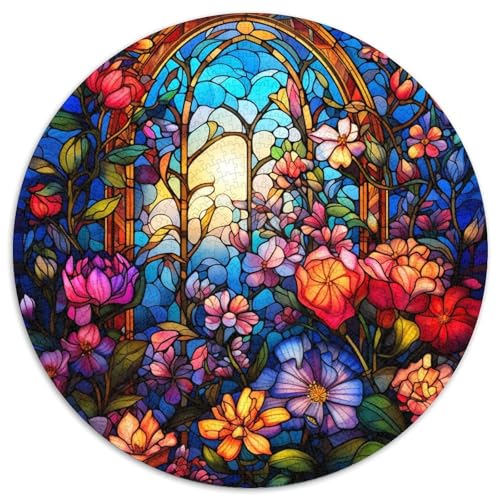 Puzzle mit 1000 Teilen für Erwachsene, Buntglasgarten-Papierpuzzle, Denkspiel für Teenager, Familienspieleabend (Größe 67,5 x 67,5 cm) von LLONGKT