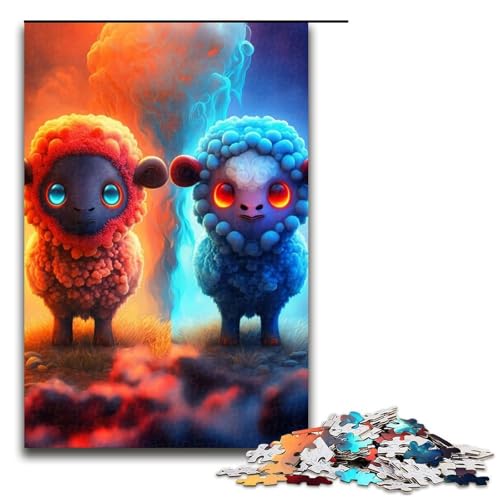 Puzzle mit 1000 Teilen für Erwachsene, EIS- und Feuer-Schaf-Quizspiel, anspruchsvoll, Aber unterhaltsam und humorvoll, Größe 50 x 75 cm von LLONGKT