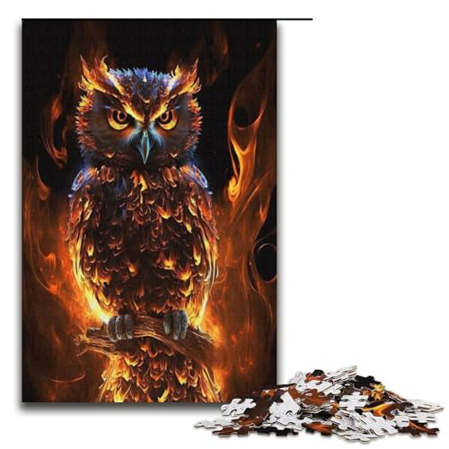 Puzzle mit 1000 Teilen für Erwachsene, Eulen-Quizspiel, Stressabbau, schwierige Herausforderung, Größe 38 x 26 cm von LLONGKT