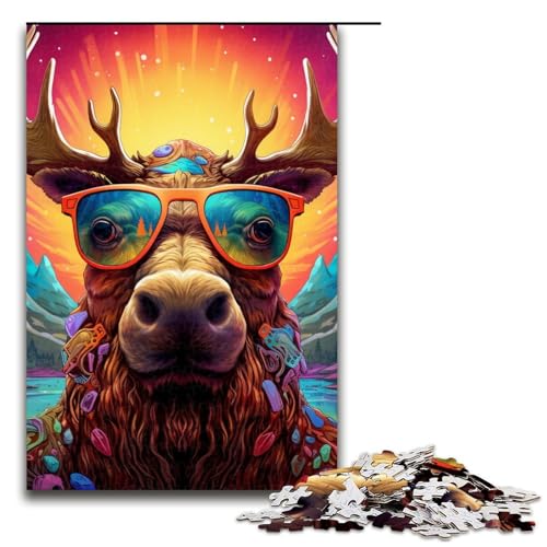 Puzzle mit 1000 Teilen für Erwachsene, Farb-Elch-Quizspiel, Stressabbau, schwierige Herausforderung, Größe 50 x 75 cm von LLONGKT