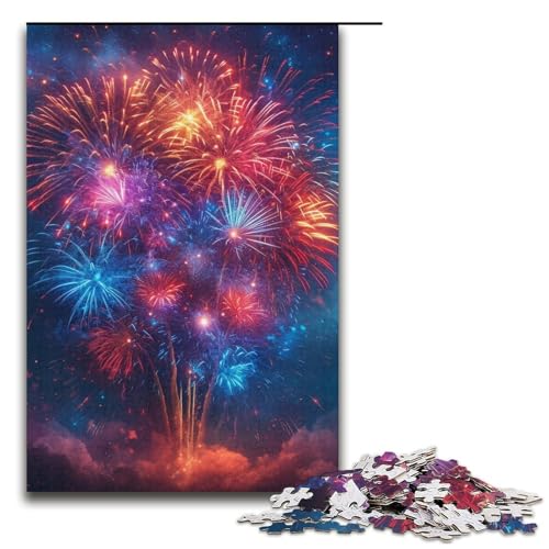 Puzzle mit 1000 Teilen für Erwachsene, Feuerwerk am Himmel, Lernspiele, Geschenkideen für Teenager ab 14 Jahren (Größe 38 x 26 cm) von LLONGKT