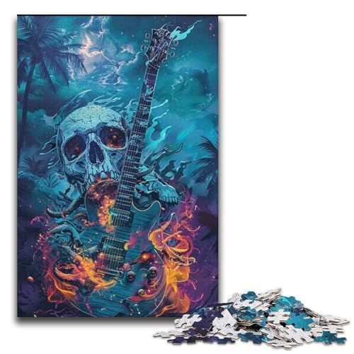 Puzzle mit 1000 Teilen für Erwachsene, Flammengitarren-Puzzle, Lernspiele, Geschenkideen für Teenager ab 14 Jahren (Größe 38 x 26 cm) von LLONGKT