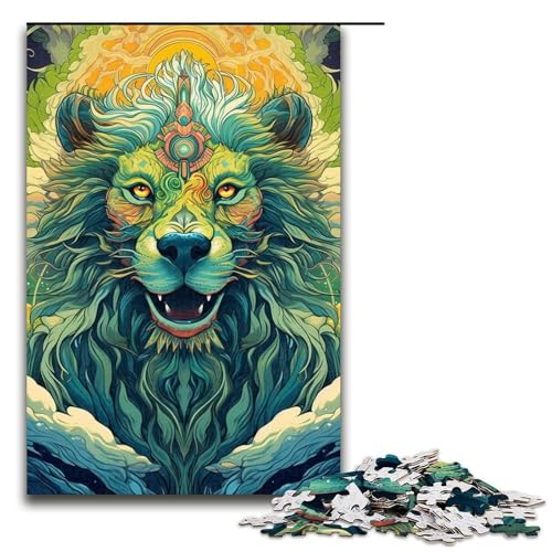 Puzzle mit 1000 Teilen für Erwachsene, Grüner Wolf, Lernspiele, Geschenkideen für Teenager ab 14 Jahren (Größe 50 x 75 cm) von LLONGKT
