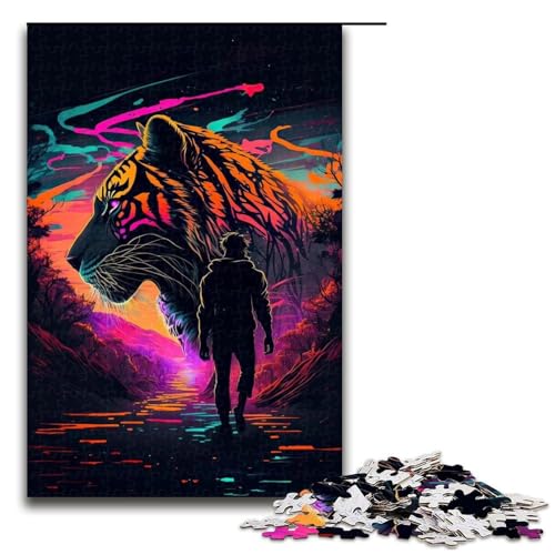 Puzzle mit 1000 Teilen für Erwachsene, Mann- und Tiger-Kunst, Denkspiel, Stressabbau, Urlaub zu Hause, Zeit totschlagen, Größe 50 x 75 cm Puzzle mit 1000 Teilen für Erwachsene, Mann- und Tiger-Kunst, Denkspiel, Stressabbau, Urlaub zu Hause, Zeit totschlagen, Größe 50 x 75 cm von LLONGKT