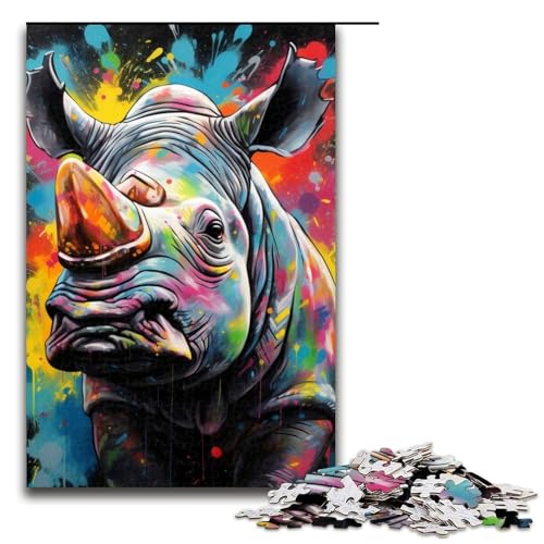 Puzzle mit 1000 Teilen für Erwachsene, Nashorn-Graffiti-Mal-Quizspiel, anspruchsvoll zu vervollständigen, Aber unterhaltsam und humorvoll, Größe 50 x 75 cm Puzzle mit 1000 Teilen für Erwachsene, Nashorn-Graffiti-Mal-Quizspiel, anspruchsvoll zu vervollständigen, Aber unterhaltsam und humorvoll, Größe 50 x 75 cm von LLONGKT