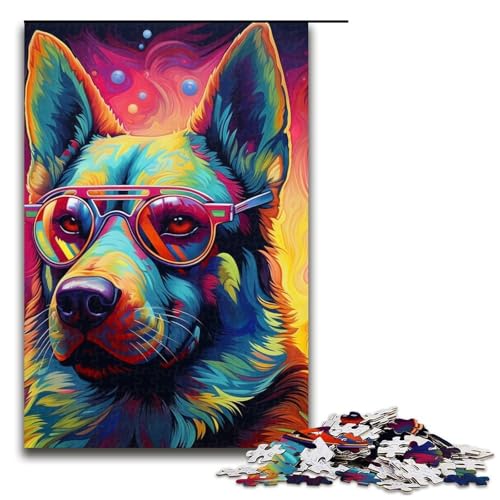 Puzzle mit 1000 Teilen für Erwachsene, Neonbrille, Schäferhund, Denkspiel, herausfordernd, Aber unterhaltsam und humorvoll, Größe 50 x 75 cm Puzzle mit 1000 Teilen für Erwachsene, Neonbrille, Schäferhund, Denkspiel, herausfordernd, Aber unterhaltsam und humorvoll, Größe 50 x 75 cm von LLONGKT