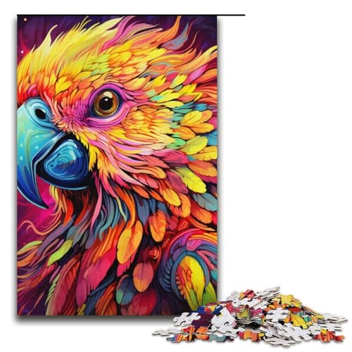 Puzzle mit 1000 Teilen für Erwachsene, Papagei, ganze Familie, für Teenager ab 14 Jahren, Größe 38 x 26 cm von LLONGKT