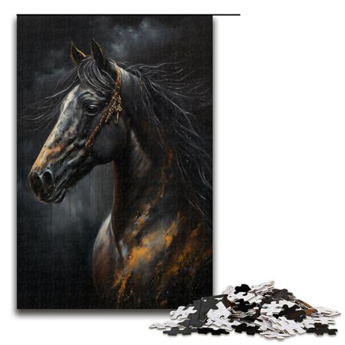Puzzle mit 1000 Teilen für Erwachsene, Pferde-Spiel, lustige Spiele für die ganze Familie, Weihnachts- und Geburtstagsgeschenke (Größe 50 x 75 cm) von LLONGKT