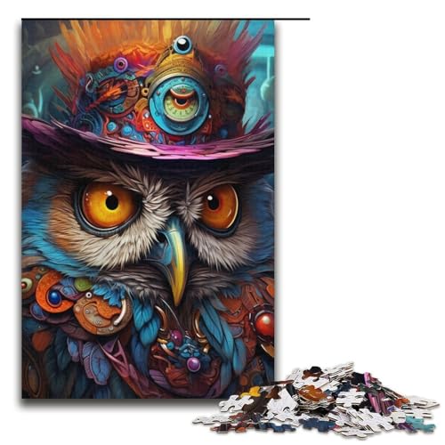 Puzzle mit 1000 Teilen für Erwachsene, Piratenkapitän, Eule, Quizspiel, Stressabbau, schwierige Herausforderung, Größe 38 x 26 cm von LLONGKT