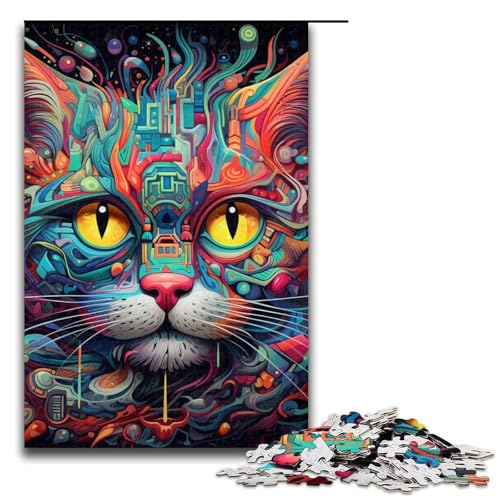 Puzzle mit 1000 Teilen für Erwachsene, Psychedelische Katzenkunst, anspruchsvolles Spiel, jedes Teil ist einzigartig – anspruchsvolles, unterhaltsames Spiel für die ganze Familie, Größe 50 x 75 cm Puzzle mit 1000 Teilen für Erwachsene, Psychedelische Katzenkunst, anspruchsvolles Spiel, jedes Teil ist einzigartig – anspruchsvolles, unterhaltsames Spiel für die ganze Familie, Größe 50 x 75 cm von LLONGKT