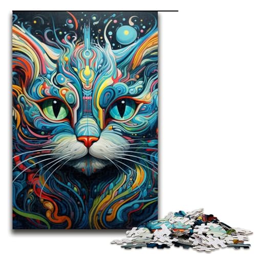 Puzzle mit 1000 Teilen für Erwachsene, Psychedelische Katzenkunst, anspruchsvolles Spiel, jedes Teil ist einzigartig – anspruchsvolles, unterhaltsames Spiel für die ganze Familie, Größe 50 x 75 cm Puzzle mit 1000 Teilen für Erwachsene, Psychedelische Katzenkunst, anspruchsvolles Spiel, jedes Teil ist einzigartig – anspruchsvolles, unterhaltsames Spiel für die ganze Familie, Größe 50 x 75 cm von LLONGKT