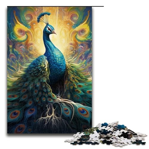 Puzzle mit 1000 Teilen für Erwachsene, Psychedelisches Pfauen-Quizspiel, anspruchsvoll zu vervollständigen, Aber lustig und humorvoll, Größe 50 x 75 cm von LLONGKT