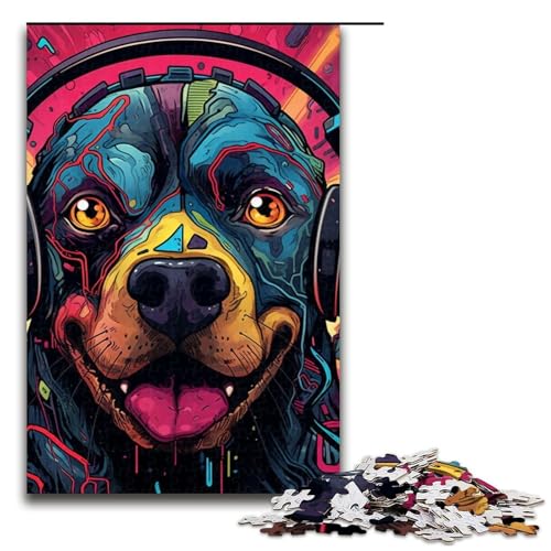 Puzzle mit 1000 Teilen für Erwachsene, Puzzle „Hund mit Kopfhörern“, Quizspiel, anspruchsvoll zu vervollständigen, Aber lustig und humorvoll, Größe 50 x 75 cm Puzzle mit 1000 Teilen für Erwachsene, Puzzle „Hund mit Kopfhörern“, Quizspiel, anspruchsvoll zu vervollständigen, Aber lustig und humorvoll, Größe 50 x 75 cm von LLONGKT