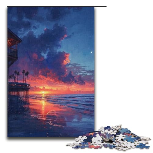 Puzzle mit 1000 Teilen für Erwachsene, Puzzle „Strand in der Abendsonne“, Quizspiel zum Stressabbau, schwierige Herausforderung, Größe 38 x 26 cm Puzzle mit 1000 Teilen für Erwachsene, Puzzle „Strand in der Abendsonne“, Quizspiel zum Stressabbau, schwierige Herausforderung, Größe 38 x 26 cm von LLONGKT