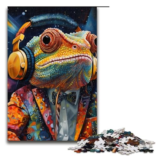 Puzzle mit 1000 Teilen für Erwachsene, Puzzle-Kunst, Chamäleon-Quizspiel, anspruchsvoll zu vervollständigen, Aber lustig und humorvoll, Größe 50 x 75 cm von LLONGKT