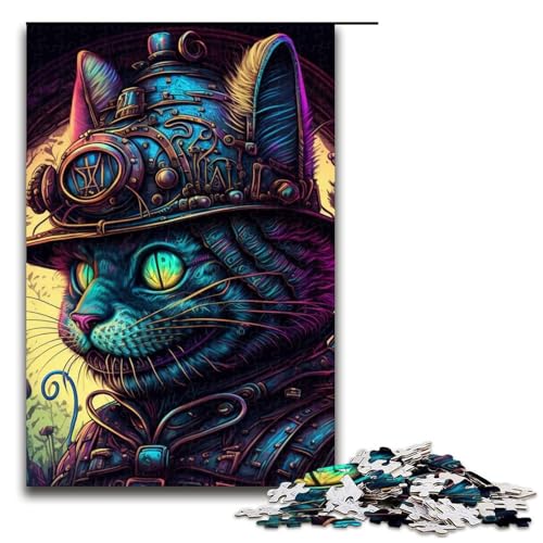Puzzle mit 1000 Teilen für Erwachsene, Steampunk-Katzen-Quizspiel, anspruchsvoll zu vervollständigen, Aber unterhaltsam und humorvoll, Größe 50 x 75 cm von LLONGKT