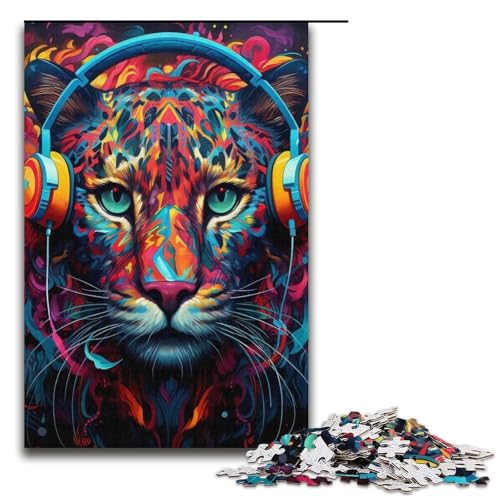 Puzzle mit 1000 Teilen für Erwachsene, Tier-Leoparden-Quizspiel, Stressabbau, schwierige Herausforderung, Größe 38 x 26 cm von LLONGKT