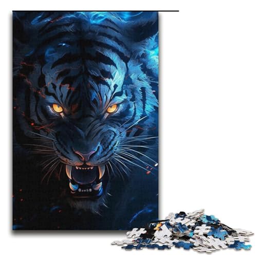 Puzzle mit 1000 Teilen für Erwachsene, Tiger-Denkspiel, Stressabbau, Staycation, Zeit totschlagen, Größe 38 x 26 cm von LLONGKT