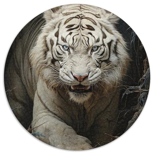 Puzzle mit 1000 Teilen für Erwachsene, Tiger-Puzzle aus Pappe, rund, anspruchsvolles Denkspiel für Teenager, perfekt als Heimdekoration oder Geschenk (67,5 x 67,5 cm) von LLONGKT