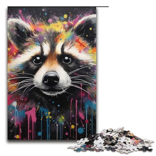 Puzzle mit 1000 Teilen für Erwachsene, Waschbär-Graffiti-Mal-Quizspiel, Stressabbau, schwierige Herausforderung, Größe 38 x 26 cm Puzzle mit 1000 Teilen für Erwachsene, Waschbär-Graffiti-Mal-Quizspiel, Stressabbau, schwierige Herausforderung, Größe 38 x 26 cm von LLONGKT