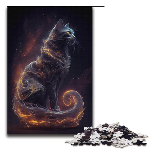 Puzzle mit 1000 Teilen für Erwachsene, Weltraumkatzen-Puzzle, lustige Spiele, anspruchsvoll zu vervollständigen, Aber lustig und humorvoll, Größe 38 x 26 cm von LLONGKT