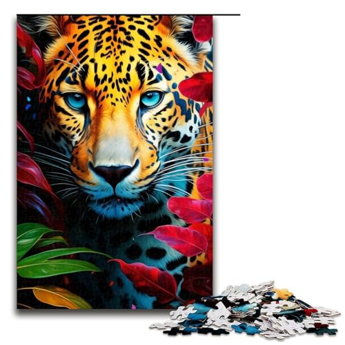 Puzzle mit 1000 Teilen für Erwachsene, Wilder Leopard, Quizspiel, Stressabbau, schwierige Herausforderung, Größe 50 x 75 cm von LLONGKT