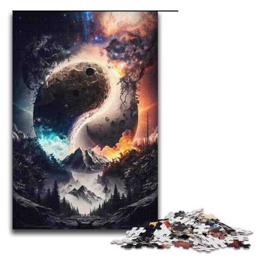 Puzzle mit 1000 Teilen für Erwachsene, Yin- und Yang-Landschaft, zum Dekomprimieren, intellektuelles Lernspielzeug, Heimkunstdekor, Größe 38 x 26 cm von LLONGKT