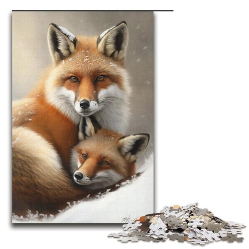 Puzzle mit 1000 Teilen für Erwachsene, Zwei Füchse, Denkspiel, Wanddekoration, einzigartige Geburtstags (Größe 38 x 26 cm) von LLONGKT