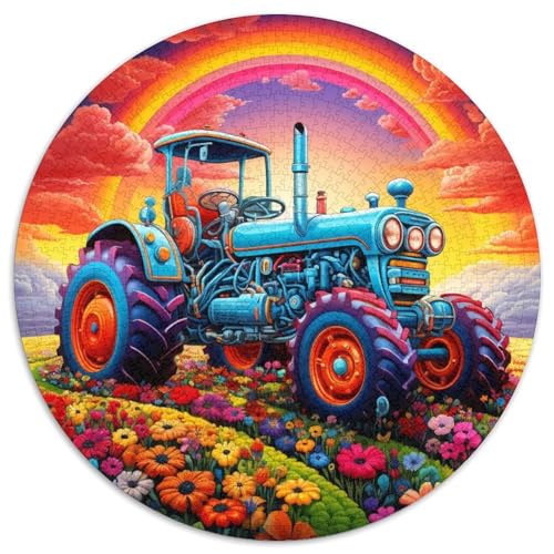 Puzzle mit 1000 Teilen für Erwachsene, buntes Traktor-Puzzle aus Pappe, rund, anspruchsvolles Denkspiel für Teenager, perfekt als Heimdekoration oder Geschenk (67,5 x 67,5 cm) von LLONGKT