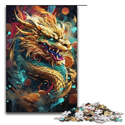 Puzzle mit 1000 Teilen für Erwachsene, chinesisches Drachenpuzzle, Lernspiele, Geschenkideen für Teenager ab 14 Jahren (Größe 38 x 26 cm) von LLONGKT
