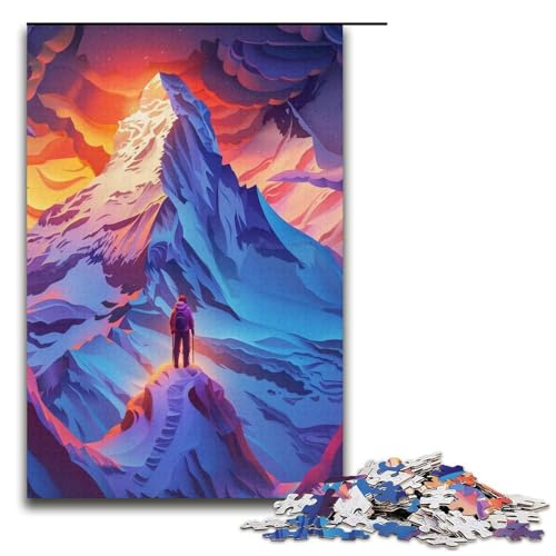 Puzzle mit 1000 Teilen für Erwachsene, farbenfrohes, wunderschönes Berg-Quizspiel, Stressabbau, schwierige Herausforderung, Größe 38 x 26 cm von LLONGKT