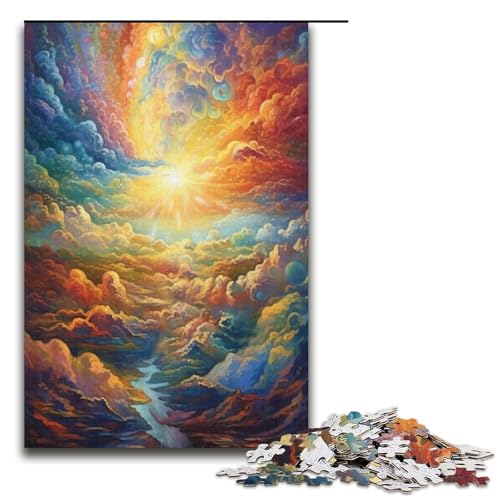 Puzzle mit 1000 Teilen für Erwachsene, farbenfrohes Himmel-Wolken-Quizspiel, Stressabbau, schwierige Herausforderung, Größe 38 x 26 cm von LLONGKT