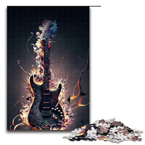 Puzzle mit 1000 Teilen für Erwachsene, farbenfrohes Kunst-Gitarren-Quizspiel, anspruchsvoll zu vervollständigen, Aber unterhaltsam und humorvoll, Größe 50 x 75 cm von LLONGKT