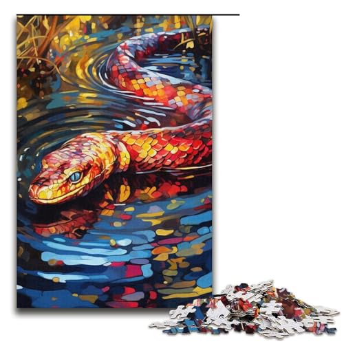 Puzzle mit 1000 Teilen für Erwachsene, farbenfrohes Kunst-Schlangen-Quizspiel, anspruchsvoll zu vervollständigen, Aber unterhaltsam und humorvoll, Größe 38 x 26 cm von LLONGKT